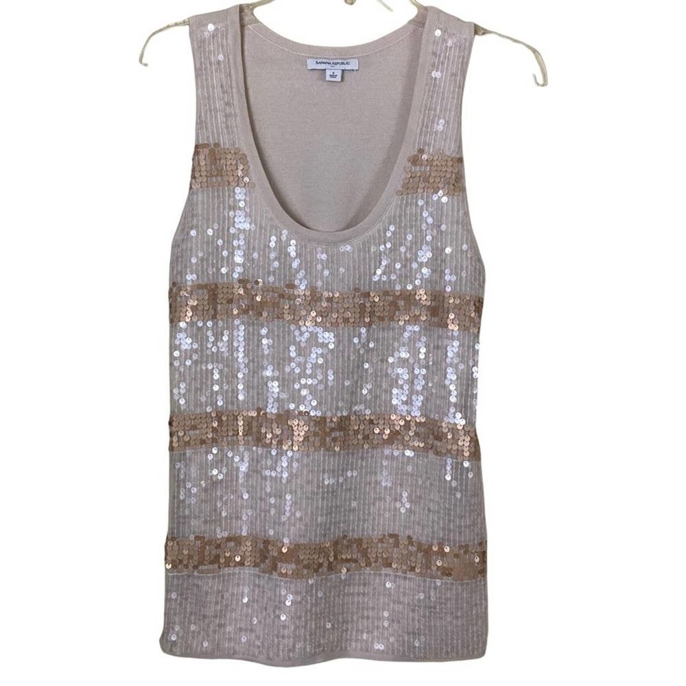 Banana Republic Sequined Deep Scoop Neck Sleeveless Sweater Size Small